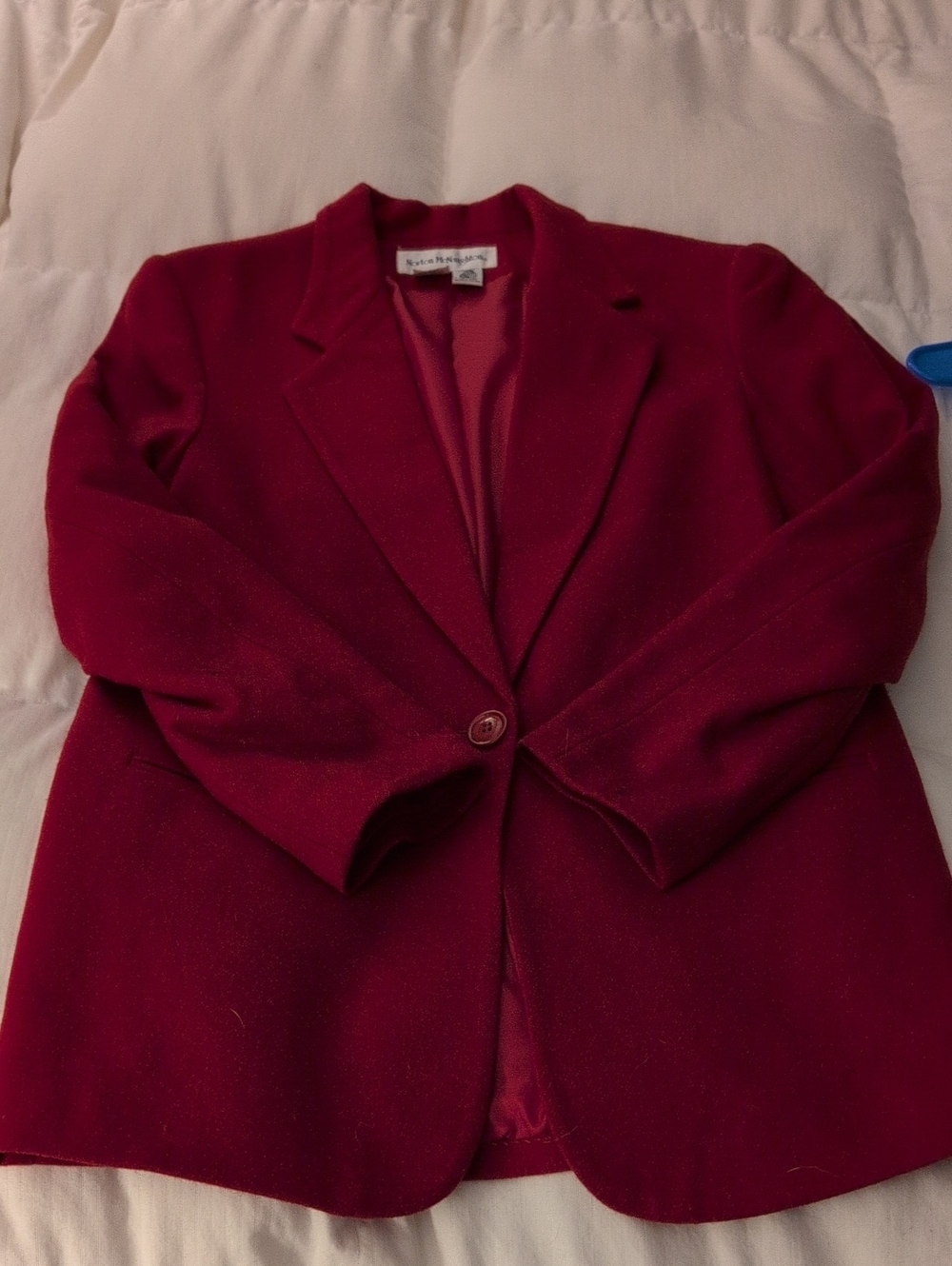 Norton McNaughton Women's Red Single-Button Wool Blazer Size 6